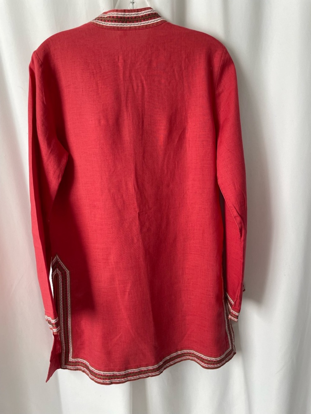 Embroidered Red Linen Tunic - Picture 7 of 9
